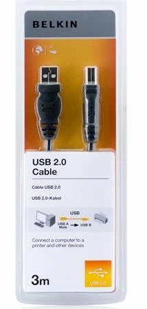 Belkin kabel USB 2.0. A/B řada standard, 3m Belkin kabel USB 2.0. A/B řada standard, 3m