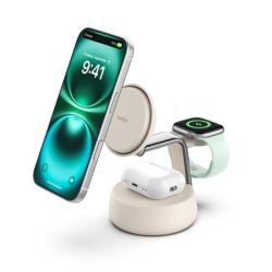 Belkin UltraCharge™ PRO Qi2 25W 3v1 Magnetická nabíječka pro iPhone/Apple Watch/AirPods, písečná Belkin UltraCharge™ PRO Qi2 25W 3v1 Magnetická nabíječka pro iPhone/Apple Watch/AirPods, písečná