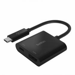 Belkin USB-C adaptér na HDMI + 60W napájení, černá Belkin USB-C adaptér na HDMI + 60W napájení, černá