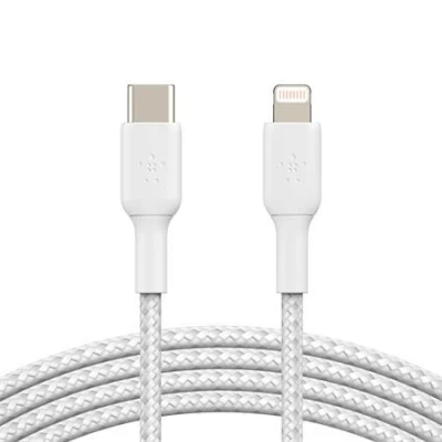 Belkin BOOST CHARGE™ Lightning/USB-C kabel, 1m, bílý - odolný Belkin BOOST CHARGE™ Lightning/USB-C kabel, 1m, bílý - odolný
