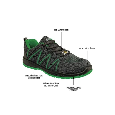 Bennon KNITTER S1 ESD Green Low pracovní obuv POUZE EU 43 (VÝPRODEJ)