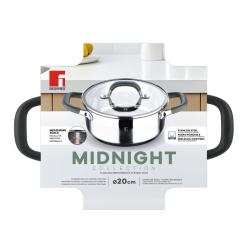 Bergner Kastrol s poklicí nerez MIDNIGHT 20 cm 2,3 litru