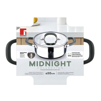 Bergner Kastrol s pokrievkou nerez MIDNIGHT 20 cm 2,3 litra