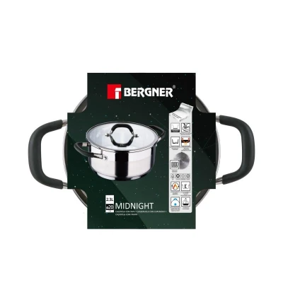 Bergner Kastrol s poklicí nerez MIDNIGHT 20 cm 2,3 litru