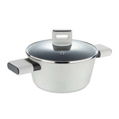 Bergner Kastrol s poklicí s nepřilnavým povrchem LINES 20 cm šedobílá