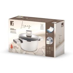 Bergner Kastrol s poklicí s nepřilnavým povrchem LINES 20 cm šedobílá