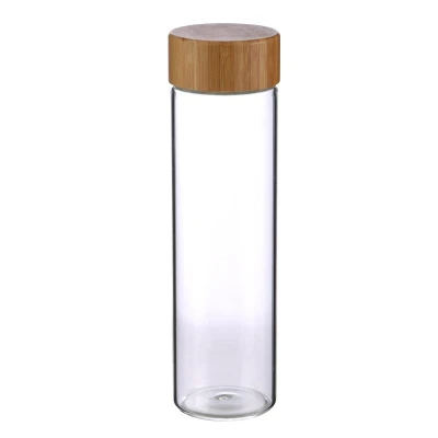 Bergner Lahev skleněná přenosná s bambusovým víkem 600 ml