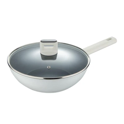 Bergner Pánev WOK s poklicí s nepřilnavým povrchem LINES 28 cm Bergner Pánev WOK s poklicí s nepřilnavým povrchem LINES 28 cm