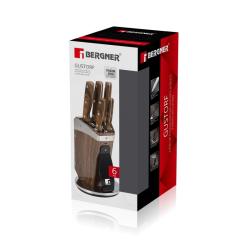 Bergner Sada nožů ve stojanu 6 ks GUSTORF hnědá