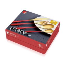 Bergner Sada příborů nerez 16 ks Lisboa červená (VÝPRODEJ)