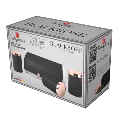 Berlingerhaus Chlebník a sada dóz na potraviny 4 ks Black Rose Collection