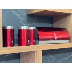 Berlingerhaus Chlebník a sada dóz na potraviny 4 ks Burgundy Metallic Line