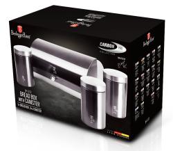 Berlingerhaus Chlebník a sada dóz na potraviny 4 ks Carbon PRO Line
