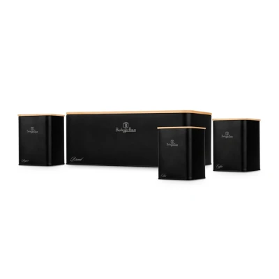 Berlingerhaus Chlebník a sada dóz na potraviny 4 ks Matte Black Collection