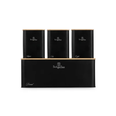 Berlingerhaus Chlebník a sada dóz na potraviny 4 ks Matte Black Collection