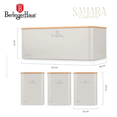 Berlingerhaus Chlebník a sada dóz na potraviny 4 ks Sahara Collection