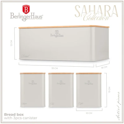 Berlingerhaus Chlebník a sada dóz na potraviny 4 ks Sahara Collection