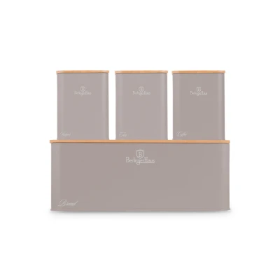 Berlingerhaus Chlebník a sada dóz na potraviny 4 ks Taupe Collection