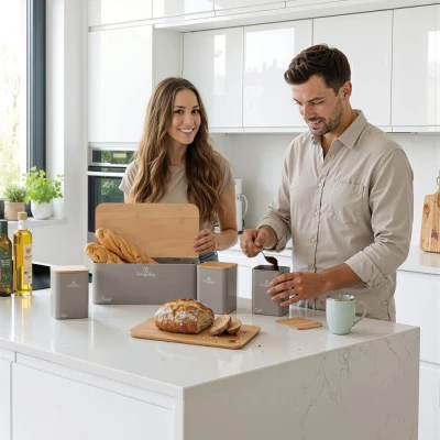 Berlingerhaus Chlebník a sada dóz na potraviny 4 ks Taupe Collection
