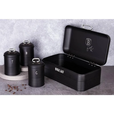 Berlingerhaus Chlebovka a dóza na potraviny sada 4 ks Black Silver Collection