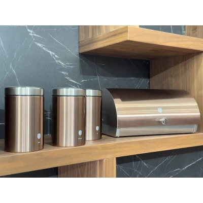 Berlingerhaus Chlebovka nerez se sadou 3 ks skladovacích nádob Metallic Line Rose Gold Edition