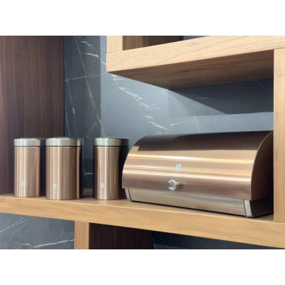 Berlingerhaus Chlebovka nerez se sadou 3 ks skladovacích nádob Metallic Line Rose Gold Edition