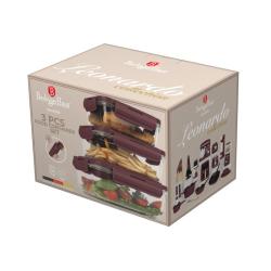 Berlingerhaus Dóza na potraviny s víkem skleněná sada 3 ks Leonardo Collection