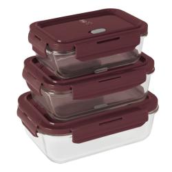 Berlingerhaus Dóza na potraviny s víkem skleněná sada 3 ks Leonardo Collection