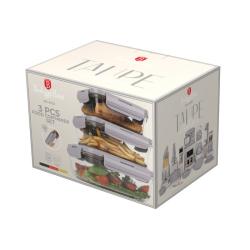 Berlingerhaus Dóza na potraviny s víkem skleněná sada 3 ks Taupe Collection