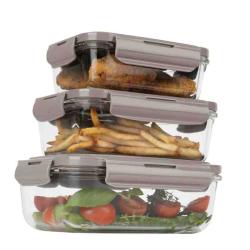 Berlingerhaus Dóza na potraviny s víkem skleněná sada 3 ks Taupe Collection
