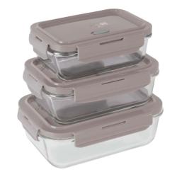Berlingerhaus Dóza na potraviny s víkem skleněná sada 3 ks Taupe Collection