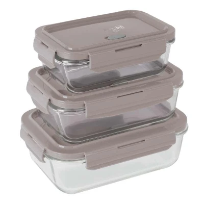 Berlingerhaus Dóza na potraviny s víkem skleněná sada 3 ks Taupe Collection Berlingerhaus Dóza na potraviny s víkem skleněná sada 3 ks Taupe Collection