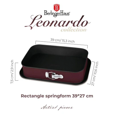Berlingerhaus Forma na dort hranatá s titanovým povrchem 39x27 cm Leonardo Collection