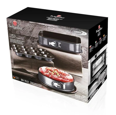 Berlingerhaus Formy na pečení s titanovým povrchem sada 3 ks Carbon PRO Line