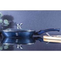 Berlingerhaus Grilovací pánev s mramorovým povrchem a poklicí 28 cm Metallic Line Aquamarine Edition