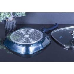 Berlingerhaus Grilovací pánev s mramorovým povrchem a poklicí 28 cm Metallic Line Aquamarine Edition