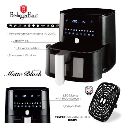 Berlingerhaus Horkovzdušná fritéza 8 l Matte Black Collection