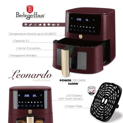 Berlingerhaus Horkovzdušná fritéza digitálna 5 l Leonardo Collection