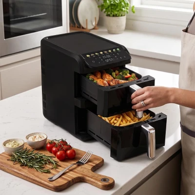 Berlingerhaus Horkovzdušná fritéza digitální dvojitá 4+6 l Matte Black Collection