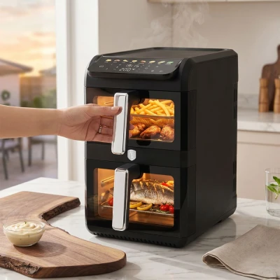 Berlingerhaus Horkovzdušná fritéza digitální dvojitá 4+6 l Matte Black Collection