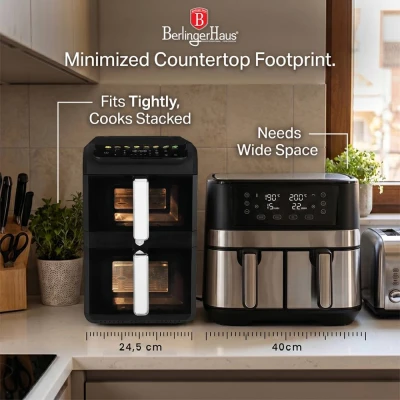 Berlingerhaus Horkovzdušná fritéza digitální dvojitá 4+6 l Matte Black Collection