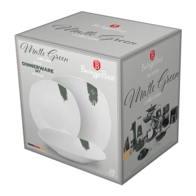 Berlingerhaus Jídelní sada talířů 18 ks Matte Green Collection bílá-zelená