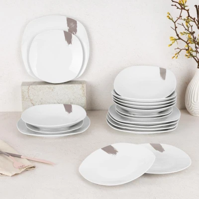 Berlingerhaus Jídelní sada talířů 18 ks Taupe Collection bílá-šedá