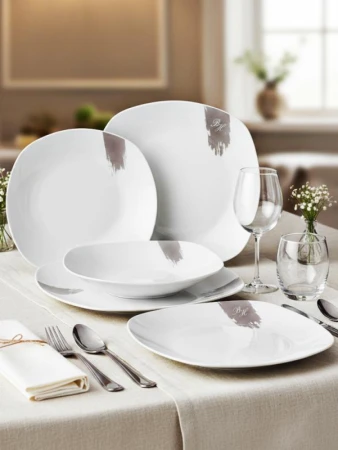 Berlingerhaus Jídelní sada talířů 18 ks Taupe Collection bílá-šedá