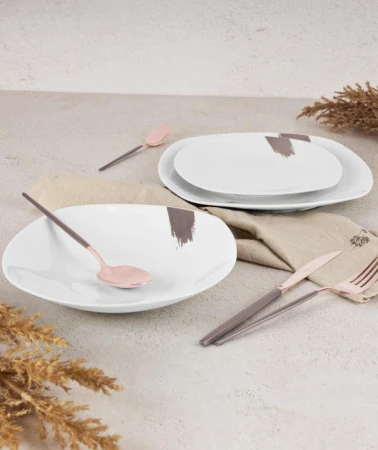 Berlingerhaus Jídelní sada talířů 18 ks Taupe Collection bílá-šedá