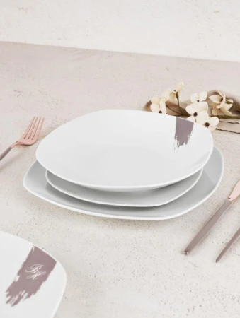 Berlingerhaus Jídelní sada talířů 18 ks Taupe Collection bílá-šedá