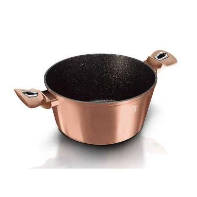 Berlingerhaus Kastrol s mramorovým povrchem a poklicí 20 cm Rosegold Metallic Line