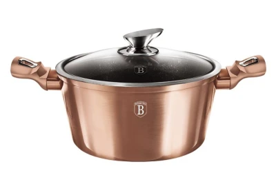 Berlingerhaus Kastrol s mramorovým povrchem a poklicí 24 cm Rosegold Metallic Line Berlingerhaus Kastrol s mramorovým povrchem a poklicí 24 cm Rosegold Metallic Line