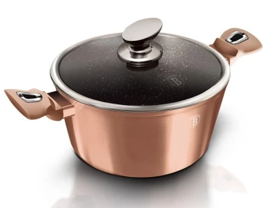 Berlingerhaus Kastrol s mramorovým povrchem a poklicí 24 cm Rosegold Metallic Line