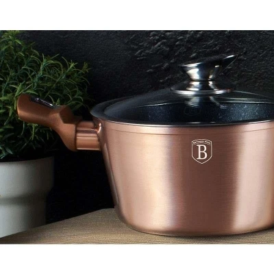 Berlingerhaus Kastrol s mramorovým povrchem a poklicí 28 cm Rosegold Metallic Line